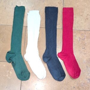 Condor girl socks. Set of 4. Red, green, white, navy. Size 8.